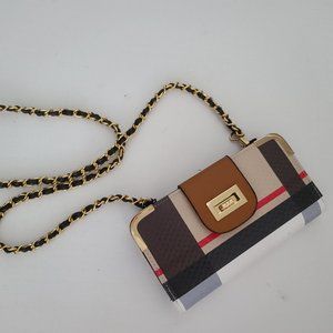 Leather Plaid (Burberry-like print) Clutch Wallet Purse